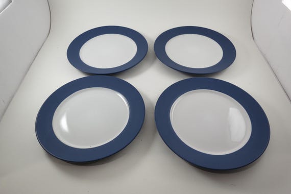 Set of Four Vintage Pfaltzgraff Everyday Harmony Cobalt 7 3/4 Inch Salad Plates