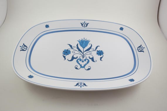 Vintage Noritake Progression China Blue Haven Pattern 9004 13 1/2 Inch Serving Platter Like New Condition