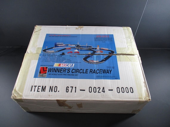 Rare Original Life Like Racing Winners Circle Raceway NASCAR Never Assembled In Original Box Great Gift Includes 2 Cars