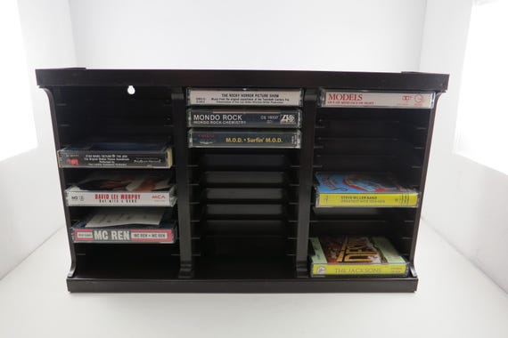 Vintage 1990's Brown Plastic Stacking 30 Cassette Holder Free Standing or Wall Mount
