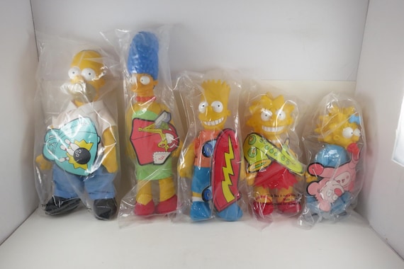 1990 Burger King Meet the Simpsons Plush Dolls New In Package Complete Set of 5