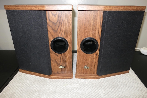 Pair of Vintage DBX Soundfield 3x2 LS Plus Stereo Speakers Wood Laminated Cabinets