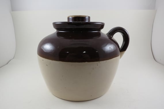 Vintage Pottery Bean Pot with Original Lid Marked USA