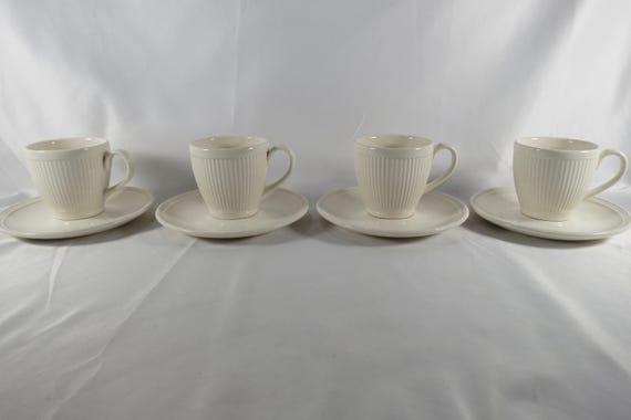 Set of Four Wedgwood Windsor Cream Demitasse Cup and Saucer Sets