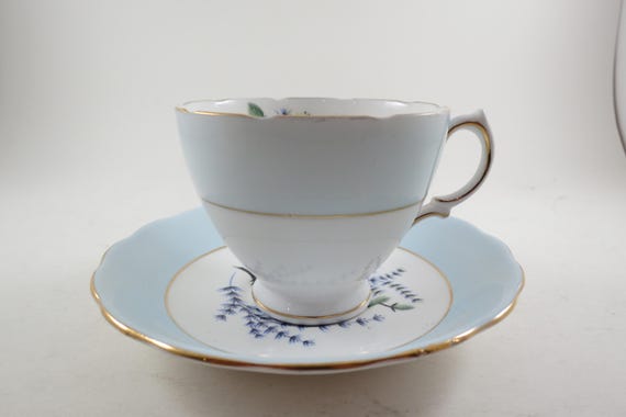Colclough Bone China Baby Blue & White Vintage Cup and Saucer Set
