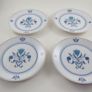 Set of Four  Noritake Progression China Blue Haven Pattern 9004 Bread Plates 6 1/4 Inches Like New Condition
