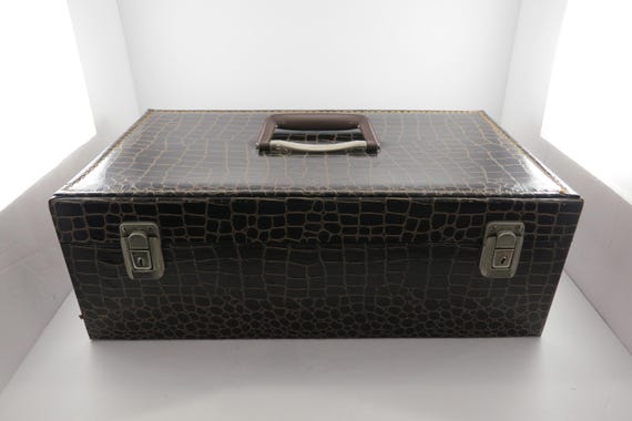 1970s Faux Leather 8 Track Cassette Case: 36 Capacity, Locking with Keys