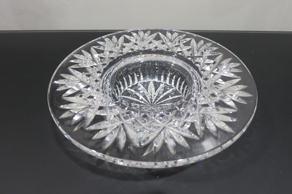 Vintage Waterford Crystal Bethany Pillar Candle Holder 8 Inch Diameter Engraved