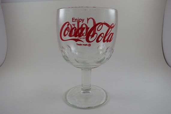Vintage Coca Cola Thumbprint Pedestal Glass – Rare Collectible Drinkware