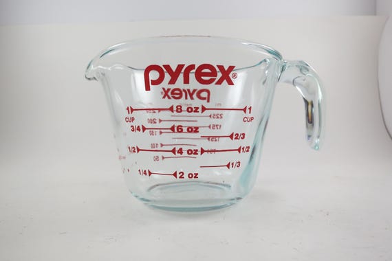 Vintage Pyrex 1-Cup Measuring Cup, Red Lettering