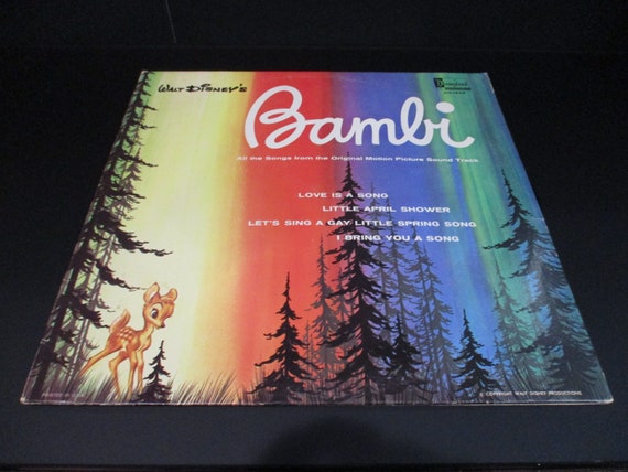Vintage 1963 Vinyl LP Children's Record Walt Disney's Bambi Motion Picture Soundtrack Excellent Condition 68889