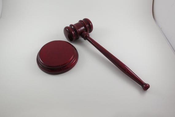 Vintage Wooden Gavel and Striker Block Set: Judge's Sound Block, 10.25 Inches