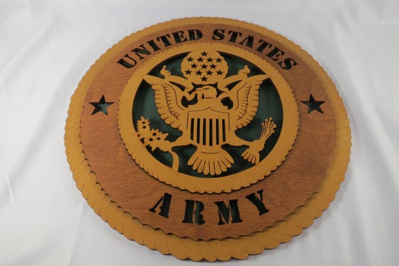 US Army Hand Crafted Wall Plaque Layered Laser Cut Wooden 3-D Design