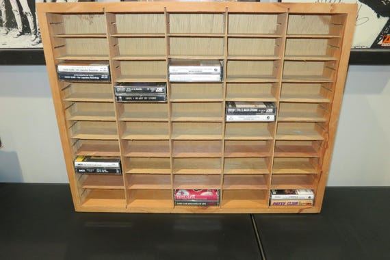 Vintage Wooden Cassette Holder: Wall Mount or Freestanding Display