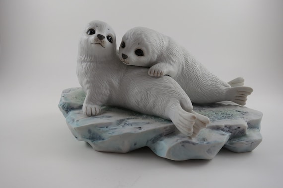 Vintage 1990 Maruri Polar Expedition "Harp Seals" Porcelain Figurine