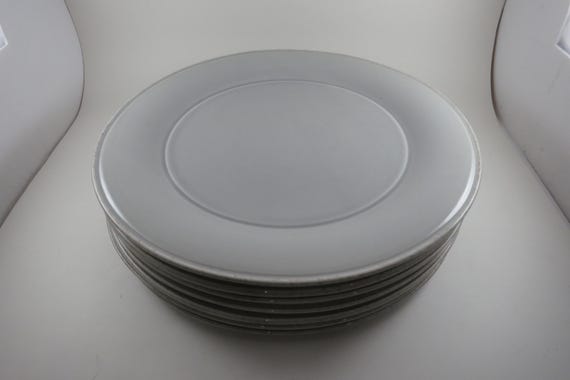 Medium Gray 13 1/2 Inch Charger Plates Ballard Designs Earthenware Hand Crafted and Painted