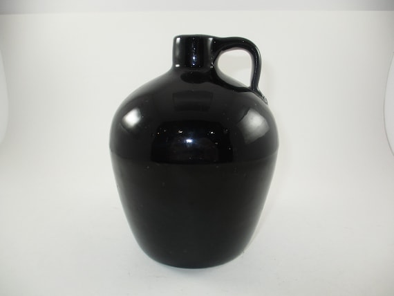 Adorable Vintage 6 1/2 Inch Black Pottery Jug with Handle Excellent Condition