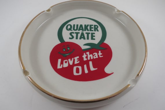 Vintage Advertising Ashtray Quaker State (Motor Oil) Love That Oil 6 1/2 Inches