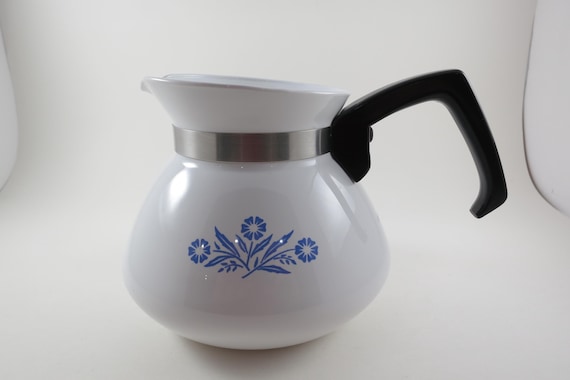Vintage Corning Ware Coffee Pot, 6 Cup Blue Blue Cornflower P-104