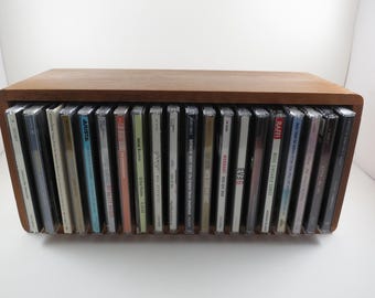 Vintage Teak CD Crate Holder Holds 20 Disc's In Cases Vertical or Horizontal