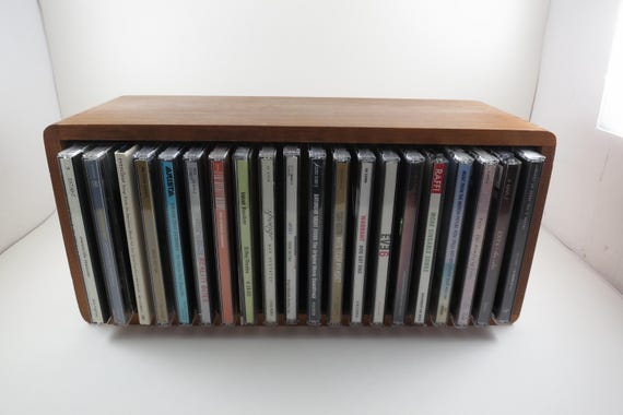 Vintage Teak CD Crate Holder Holds 20 Disc's In Cases Vertical or Horizontal