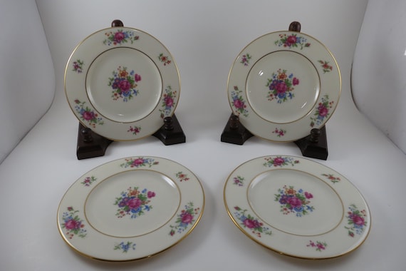 Vintage Lenox Rose 1950's China 6 3/8 Inch Bread Plates-Set of 4