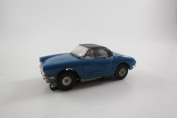 Atlas 7285 HO Scale 1962 Chevy Corvette Hardtop Black & Blue Slot Car Rare