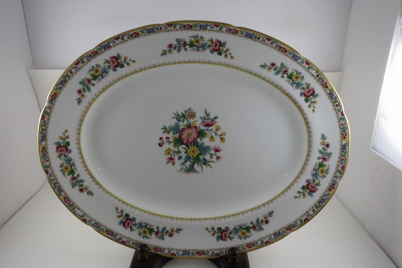 Vintage Coalport Bone China Platter: Ming Rose Pattern, 15.5 Inch Oval