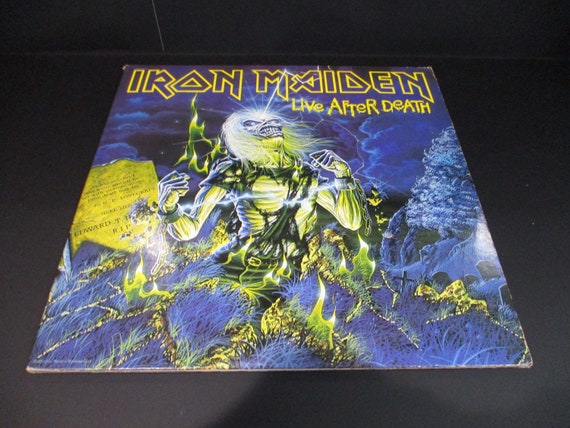 Vintage 1985 Vinyl LP Record Life After Death Iron Maiden 2 Record Set Excellent Condition with Original Book US Pressing 68015