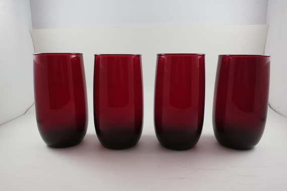 Vintage Ruby Red 5 Inch Glasses - Set of 4