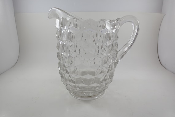 Vintage Fostoria Cubist Water Pitcher: Square Cut, 42 Ounce
