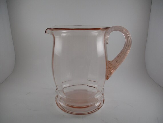 Vintage Macbeth Evans Style Panel Pink Depression Water Pitcher Beautiful Condition Free Shipping