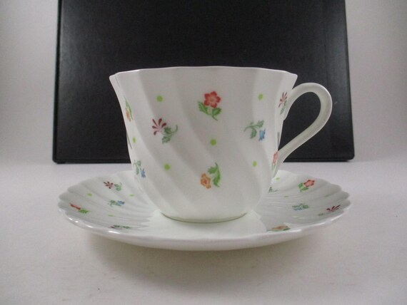 Vintage Wedgwood Cascade Pattern Cup and Saucer Set Bone China Pristine Condition