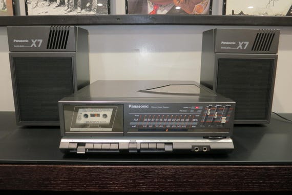 Straight From the 80's Panasonic Stereo Music System Cassette Record Player X7 Speakers Original Complete Set Up Works Great Check It Out