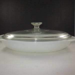Vintage Pyrex Milk Glass Divided Casserole Dish with Lid