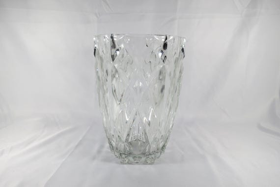Large Cristal d' Arques Diamond Geometric Pattern Crystal 8 Inch Vase