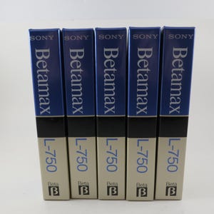 Sealed Sony Betamax L-750 Tapes: 222 Minute, New Old Stock (Lot of 5)