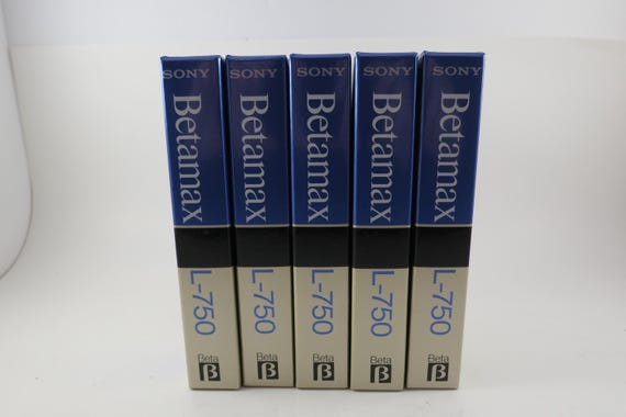 Lot of Five Sealed Sony Betamax L-750 Super Technology Hi Packing 222 Minute Tapes NOS