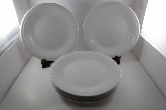 Set of Six Vintage Fiesta Ware 10 1/2 Inch Dinner Plates In White