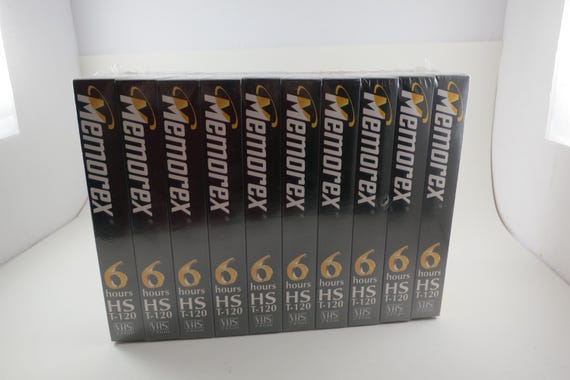 1990's 10 Pack of Sealed VHS Tapes Memorex 6 Hour T-120