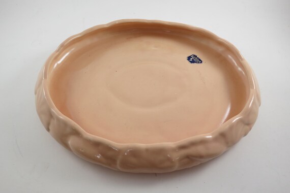 Vintage MCM Peach Camark Pottery Dish with Original Tag Shape 646 Finish 90 10 1/2 Inches Long Beautiful Display Piece