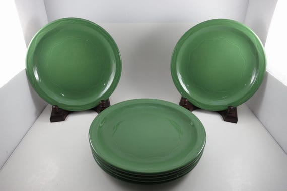 Set of Six Syracuse China Cantina Sage Green 9 Inch Luncheon Plates
