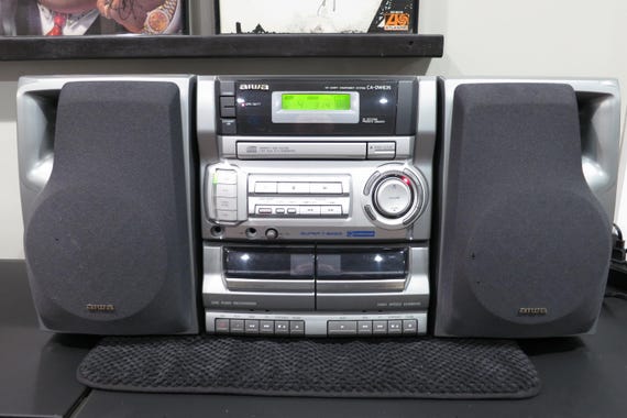 1999 Aiwa CA-DW635 Boombox: CD, Dual Cassette, Detachable Speakers, Super T-Bass