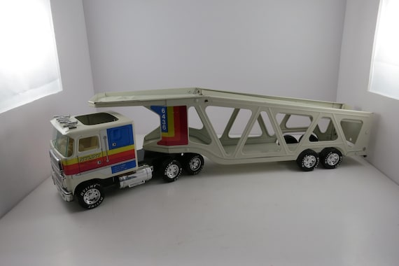 1980's Nylint Pressed Steel Car Carrier Auto Transport No 6436 21 Inches Long Neat Old Toy