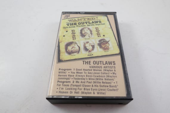 Vintage 1987 Cassette Tape Wanted! The Outlaws Waylon Jennings Willie Nelson Tompall Glasser Excellent Condition