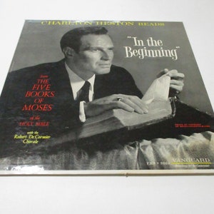 Vintage 1965 Vinyl LP: Charlton Heston Reads &#39;In The Beginning&#39;