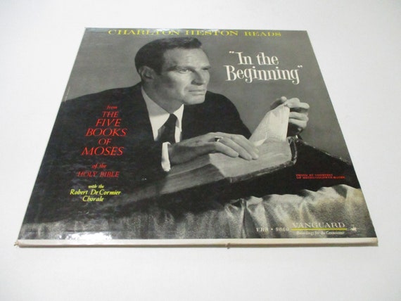 Vintage 1965 Vinyl LP Record In The Beginning Charlton Heston Reads from the Five Books of Moses Excellent Condition 69909