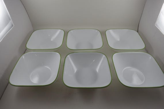 Vintage Corelle Bamboo Leaf Bowls: Set of 6