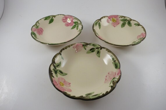 Set of Three Vintage Franciscan Ware Desert Rose Pattern 5 3/4 Inch Fruit Bowls