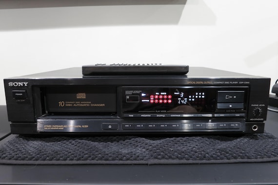 Vintage 1989 Sony CD Player 10 Disc Magazine Changer Digital Sync Rare Model